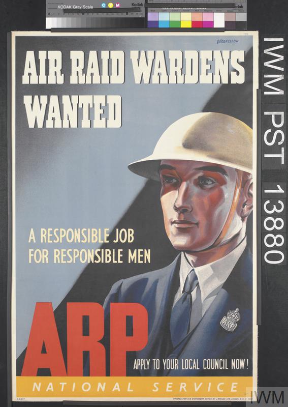 二戰前後英國 ARP 成員的招募廣告(圖像來源:IWM (Art.IWM PST 13880))
