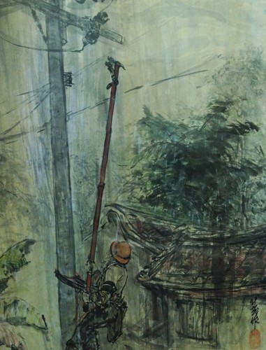 李升茂的畫作《古厝維修憶往（2011）》