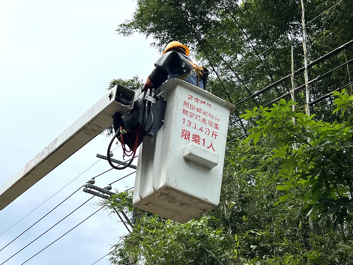 鳳凰颱風來襲前，台電南投人員全力進行樹木檢修與電線維護作業，防範颱風侵襲。