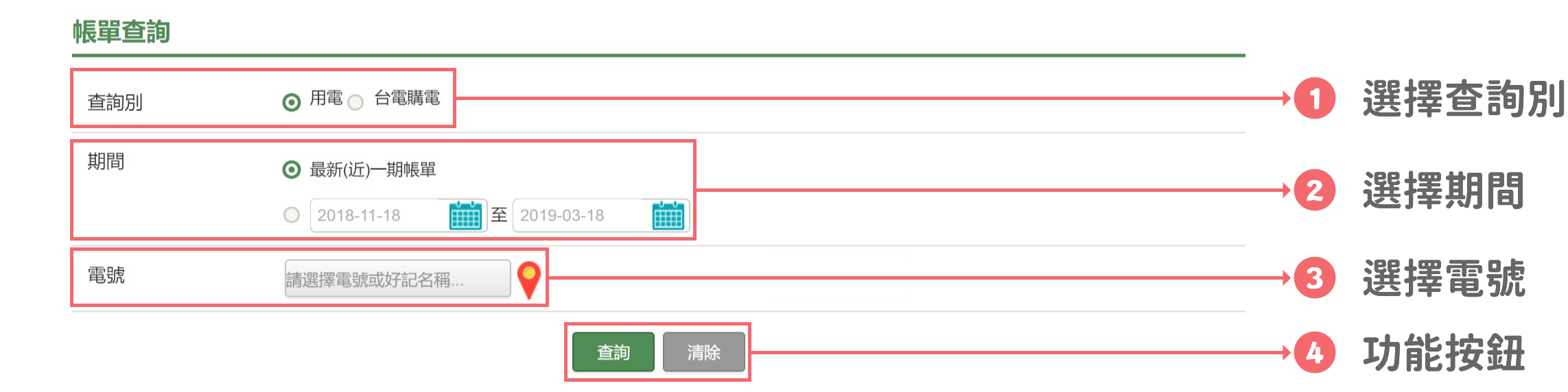 輸入查詢條件